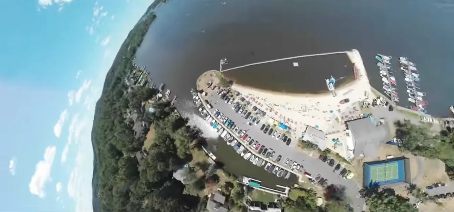Aerial drone view of our waterfront venue